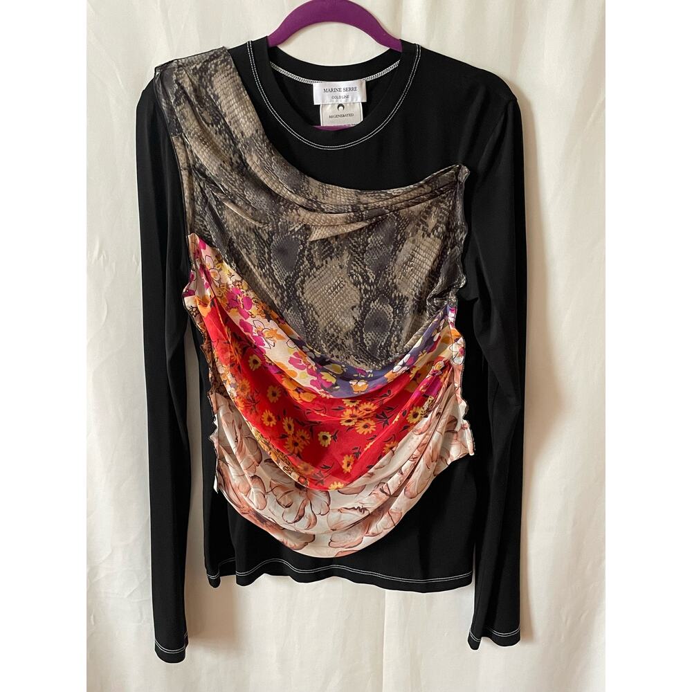 Marine Serre Regenerated Draped Silk Scarves Tee M